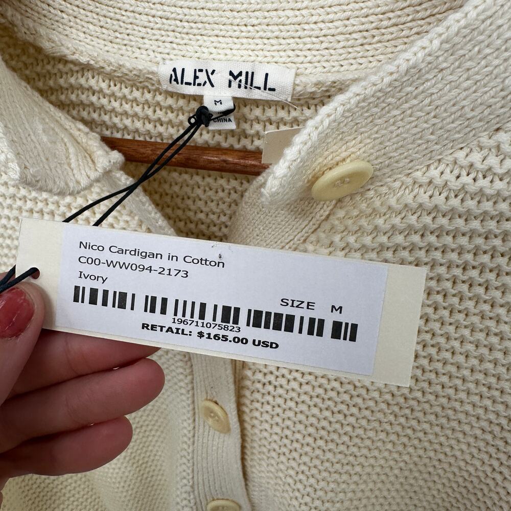 ALEX MILL NWT Evereve Nico Cotton Cardigan in Ivory // M - Picture 9 of 13